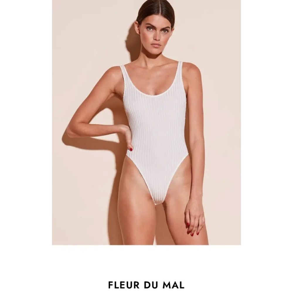 Fleur du Mal RIBBED SCOOP NECK HIGH LEG BODYSUIT